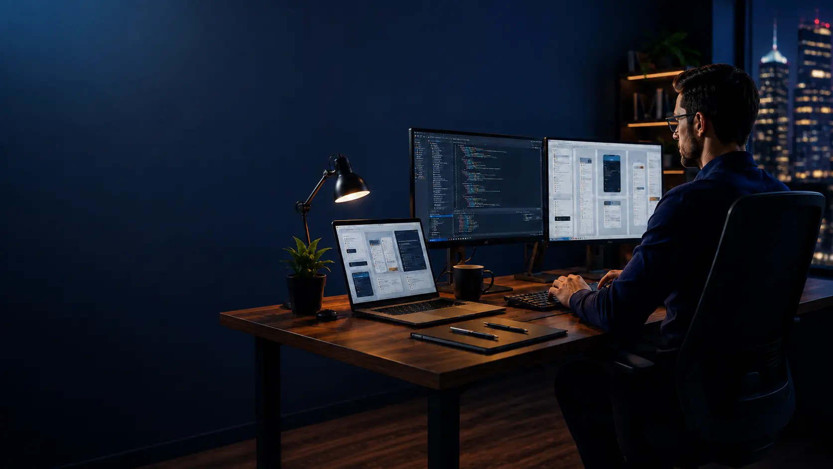 Mockup de sitio web empresarial en laptop